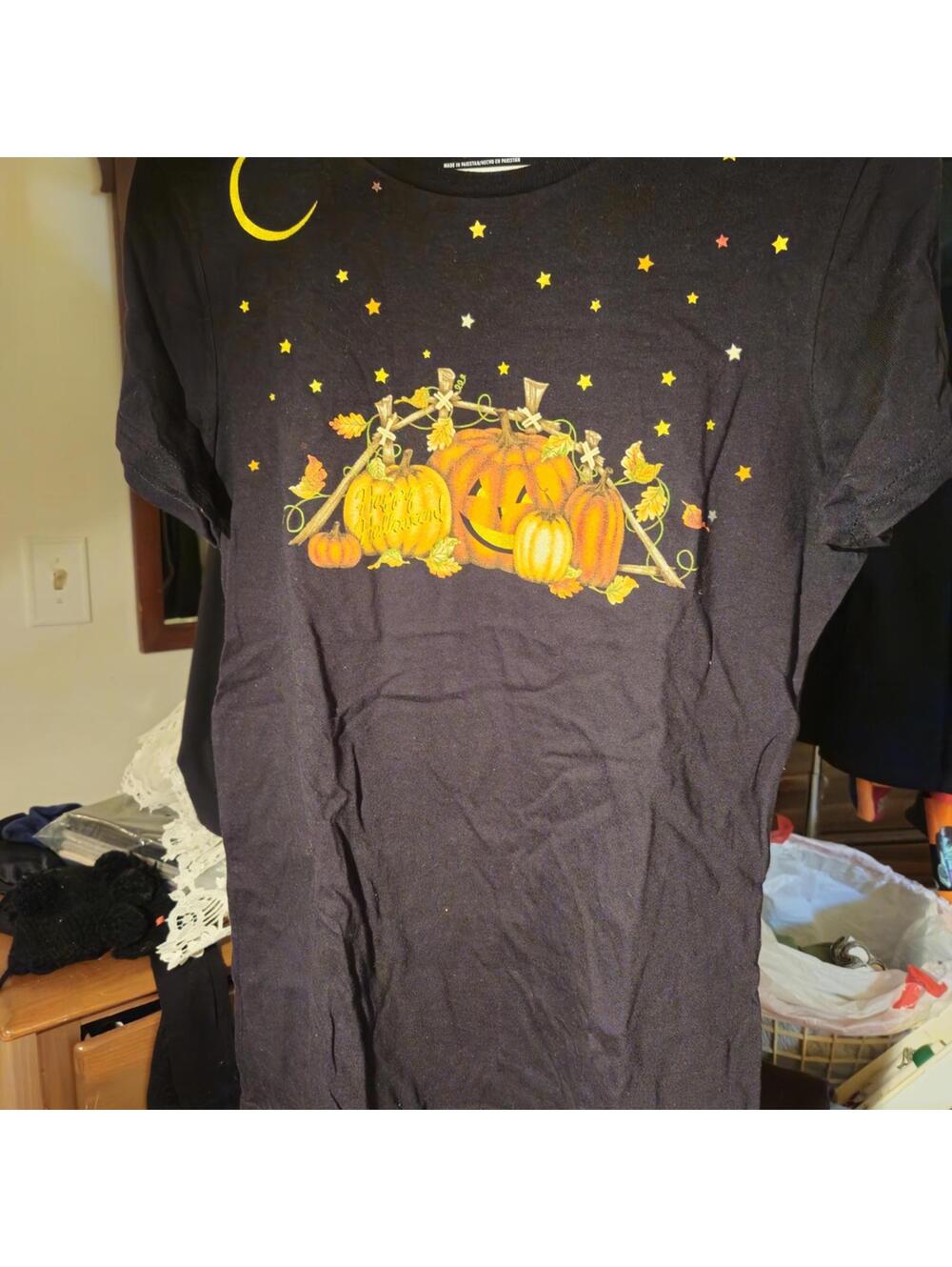 Halloween Pumpkin Graphic Women's Black Tee